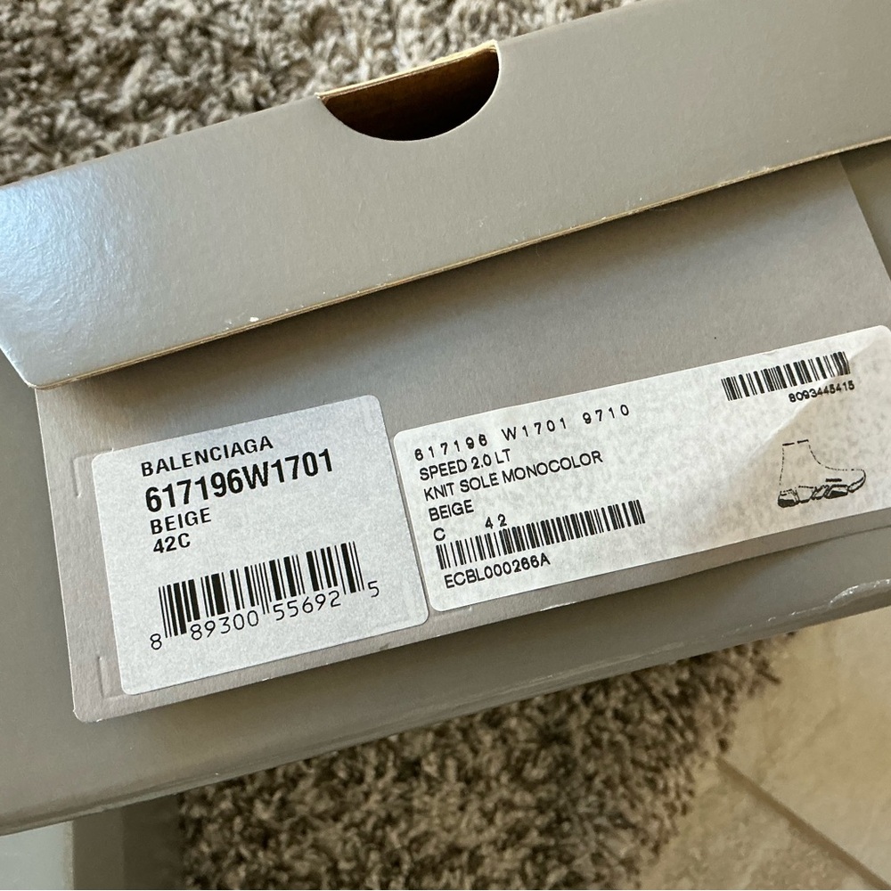 Balenciaga Speed 2.0 Beige Knit Sock Sole Sneakers 42 - Picture 7 of 7